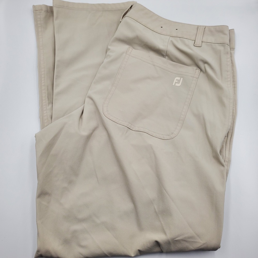 FootJoy Mens Performance Golf Pants Khaki Tan W36 L30 Flat Front Polyester